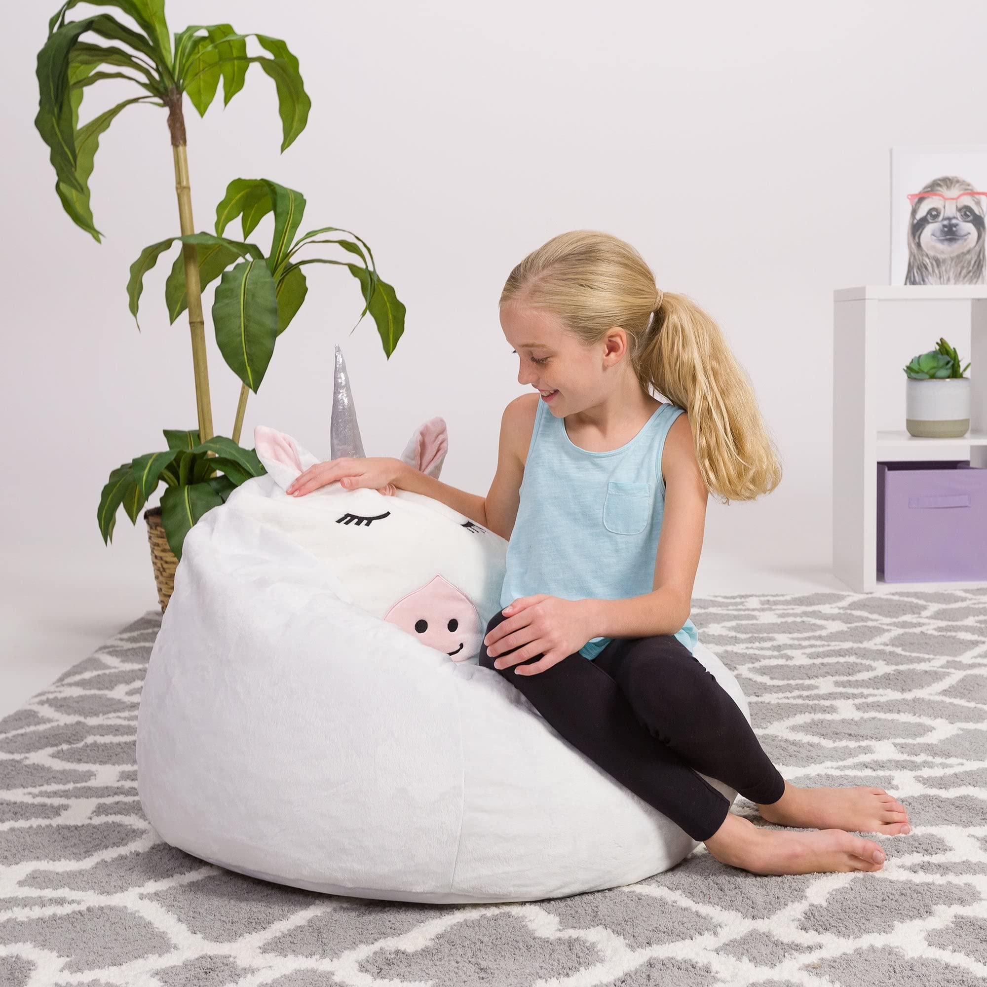 Posh Creations Cute Soft And Comfy Bean Bag Chair For Kids, Animal - Panda